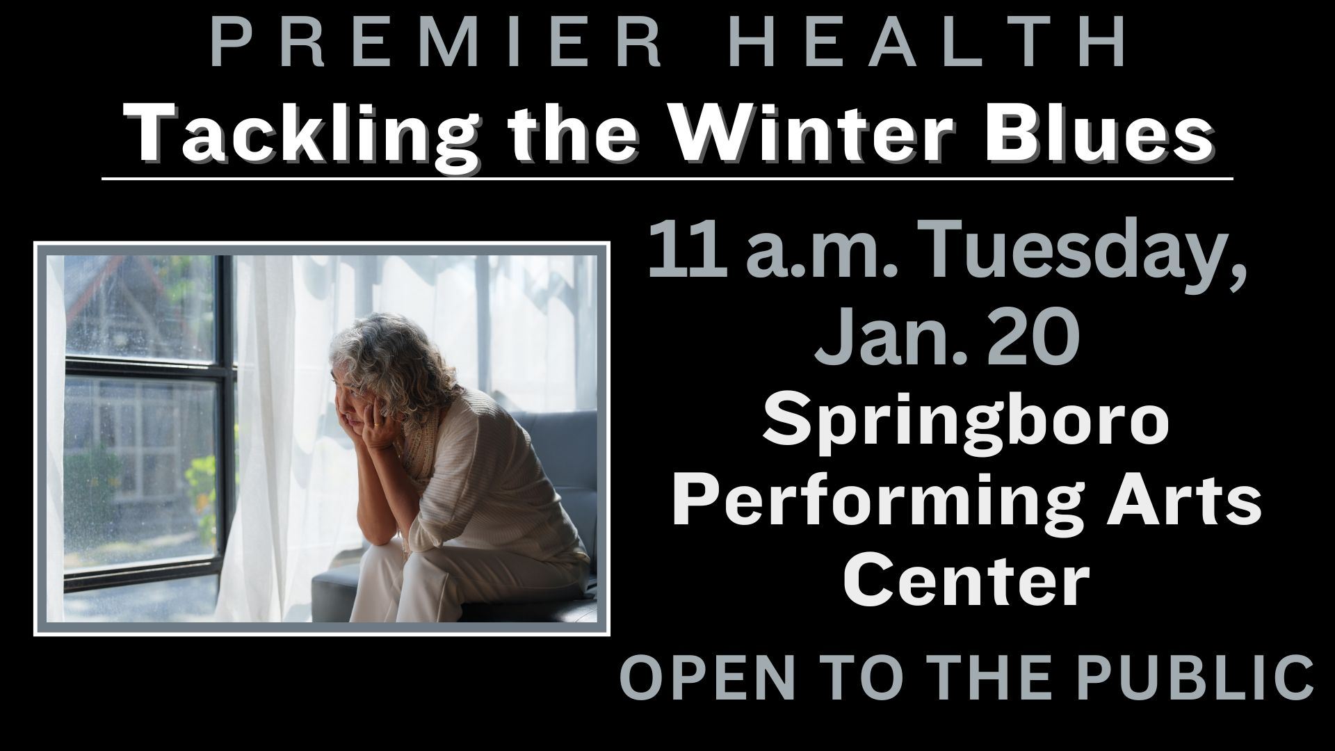 Premier Health Workshop older lady in front of window